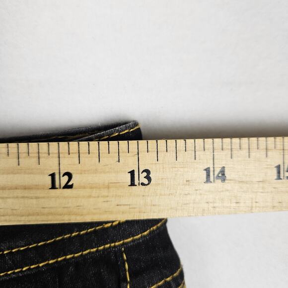 Rachel Zoe Flared Jeans Bellbottom Blue Gold Bootcut Stretch Denim Size 25 Tall - Picture 11 of 16